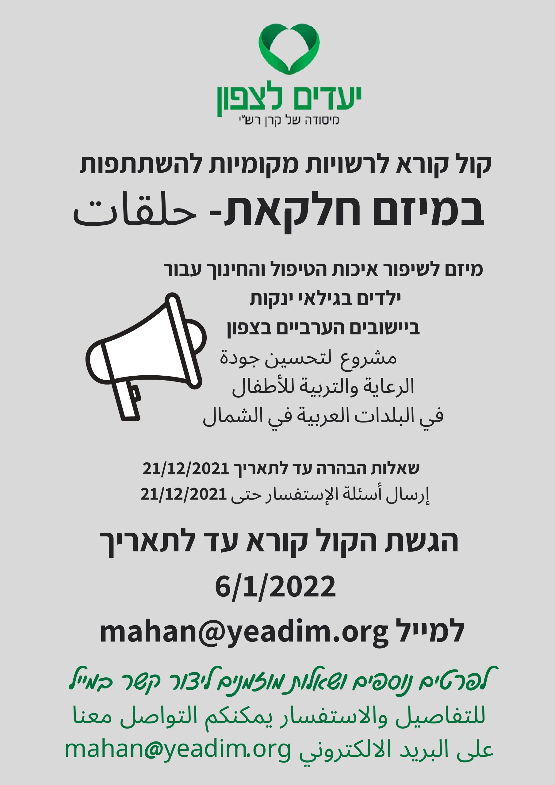 קול קורא חדש לרשויות מקומיות, לפרוייקט חלקאת